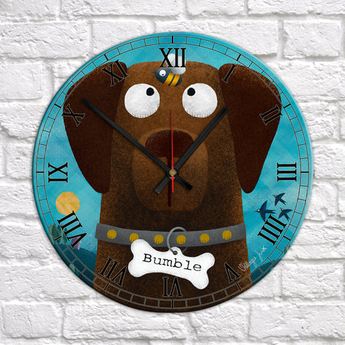 Chocolate Labrador & Bumble Bee - Personalised Pooch Art Clock